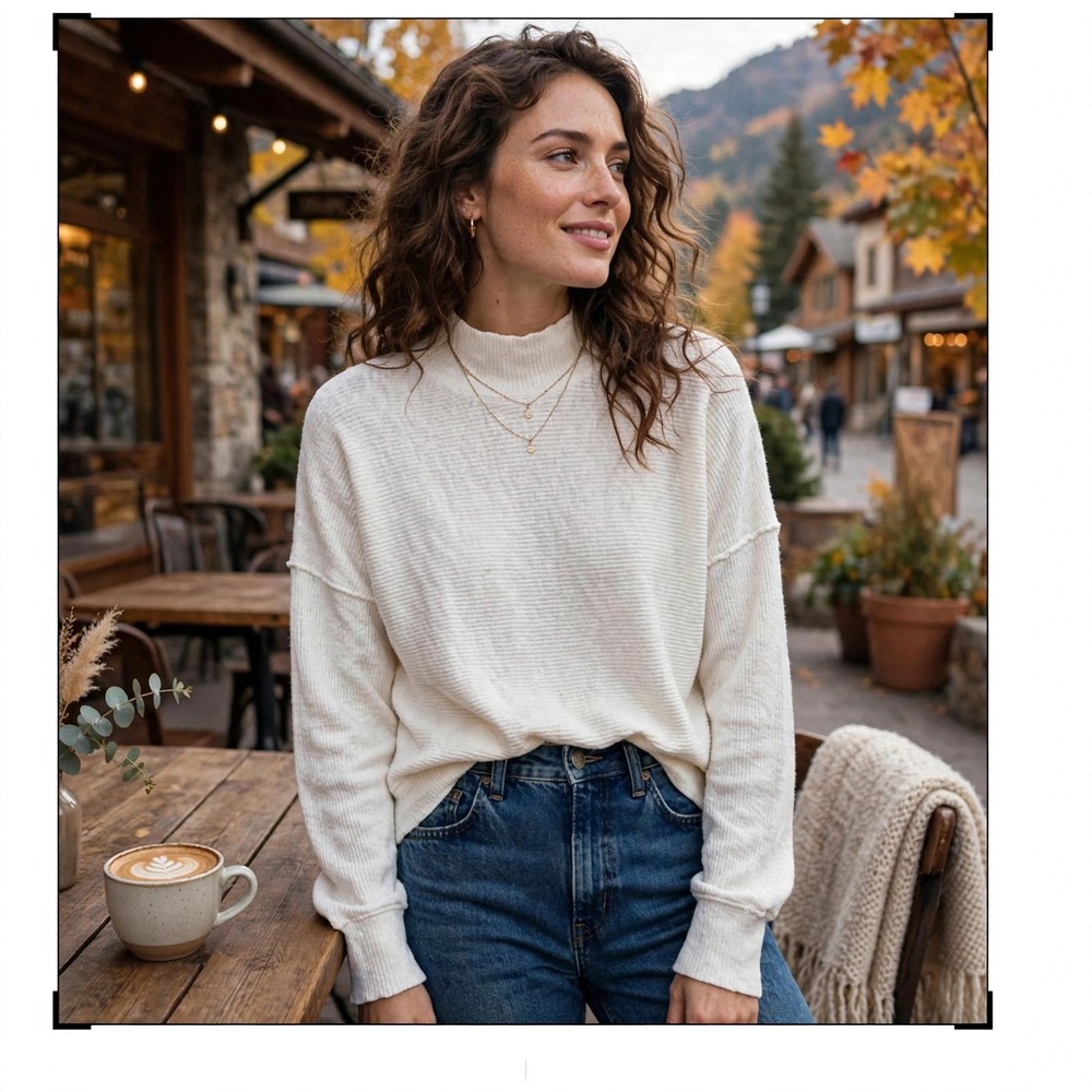 Free People. We The‎ Free Ivory Textured Knit Top